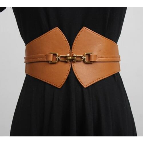 Womens runway fashion PU leather elastic Cummerbunds female Dress Corsets Waistband Belts decoration wide belt R3419