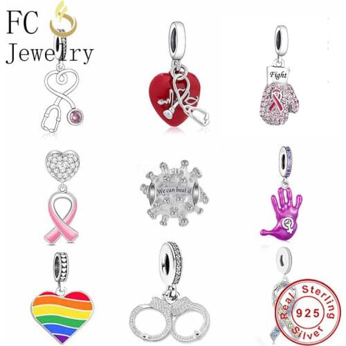 FC Jewelry Fit Original Charm Bracelet 925 Sterling Silver Doctor Nurse Stethoscope Bead For Making Women Graduation Berloque