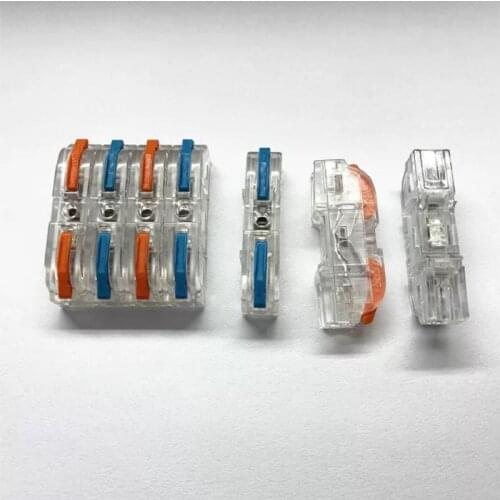10pcs Fast Terminal LT211 High Current Spliced Wire Connector One In and One Out Transparent Orange Blue 600V 32A