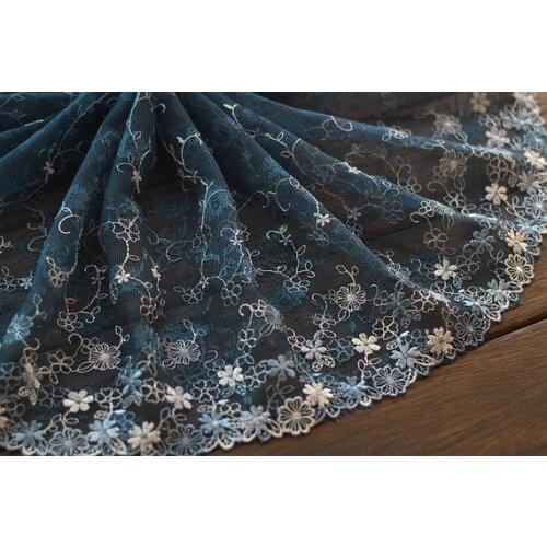 2 Yards Lace Trim Floral Embroidered Deep green Tulle Lace Trim 9.84 Inches Wide High Quality