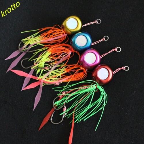 200g/150g/100g/80g/60g Kabura Pesca Slider Snapper Sea Bream Jig Head With Skirt Jigging Lure Reflective Laser 4pcs/lot