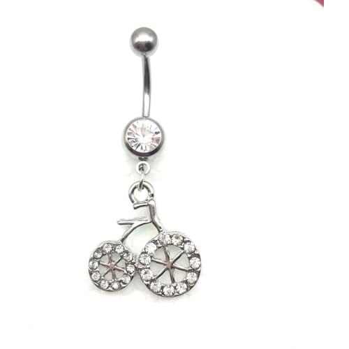 2019 new arrivals Clear Bike Pendant Belly Button Rings 14G Dangle Belly Ring Navel Bar Body Piercing Jewelry