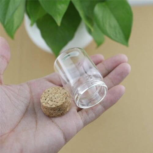 24pcs/lot 37*50mm 30ml Mini Glass Bottles Spice Storage Jars Corks spicy Bollte Containers tiny jars Vials With Cork Stopper