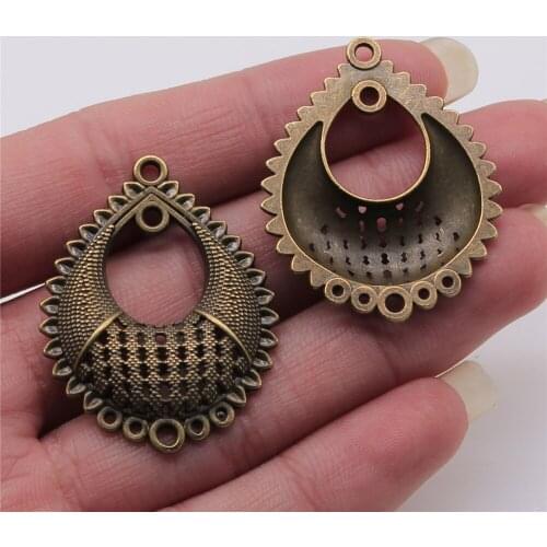 5pcs Earring Connector Charms For Jewelry Making 31x39mm Antique Bronze Color DIY Handmade Craft Accessories