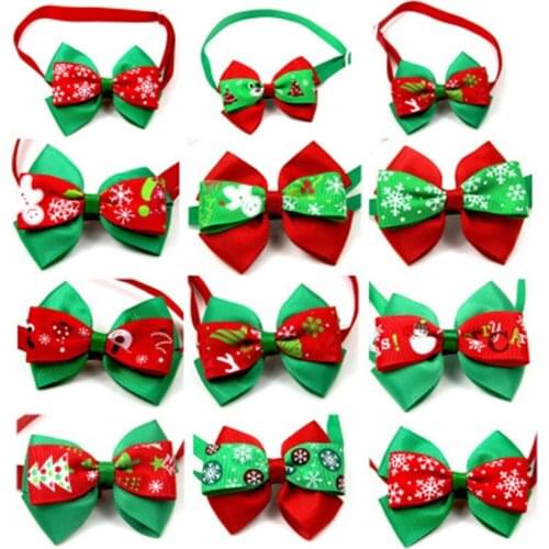50pcs Dog Christmas Accessories Small Middle Dog Bow Tie Neckties Holiday Bowties Christmas Dog Pet Supplies