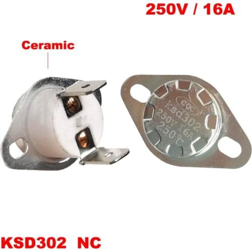 80 85 90 95 100 105 110 115 Degree KSD302 16A 250V Right Angle Normal Closed NC Ceramic Themostat Temperature Control Switch