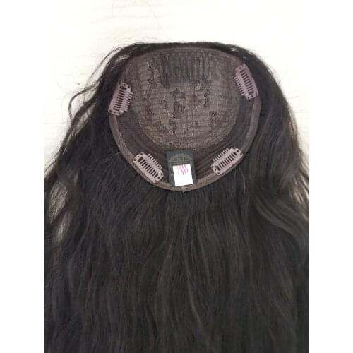 Alishevy fineseuropean virgin hair machine made topper , hair piece jewish hair kippah fall topper free shipping