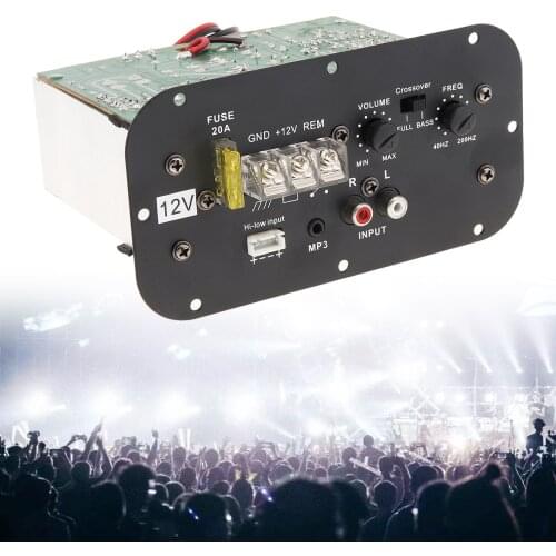 12V 150W Black Powerful Bass Subwoofer Blue Light Car Audio High Power Amplifier Board with for 6 /8 /10 Inch Car Subwoofer