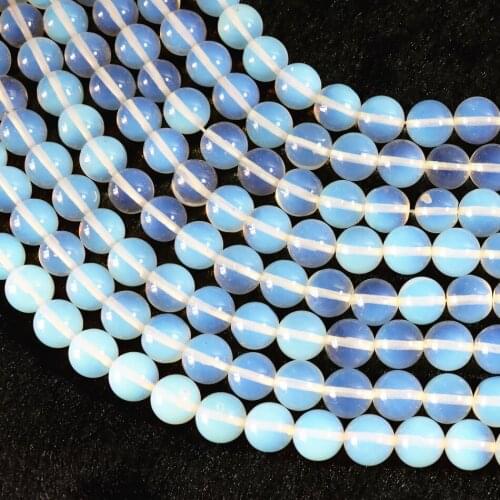 Hot sale white opal crystal stone 4mm 6mm 8mm 10mm 12mm 14mm fashion round loose beads diy charms jewelry 15inch B265