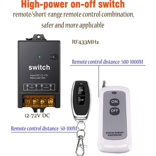 COLOROCK Wireless Switch DIY RF433 Remote Control 30A 12-72V DC Use With Two Remote Controls