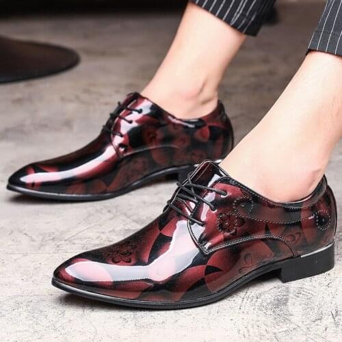 Large Size 37-48 Designer Men Print Dress Shoes Patent Leather Luxury Fashion Groom Wedding Men Oxford Shoes for Man