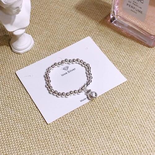 Whole 100% Real 925 Sterling Silver Beaded Bracelet for Child Retro Purse 4 Mm Bead Flexible Chain Fortune Little Bag for Kids