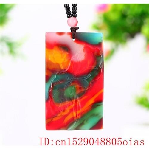 Colour Jade Lotus Pendant Necklace Natural Jewelry Fashion Women Carved Jadeite Amulet Gifts for Men Charm Chinese