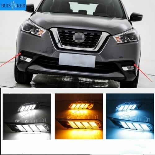 For Nissan Kicks 2017-2018 waterproof yellow turn Signal relay car styling 12V LED DRL Daytime Running Lights Daylight fog lamp