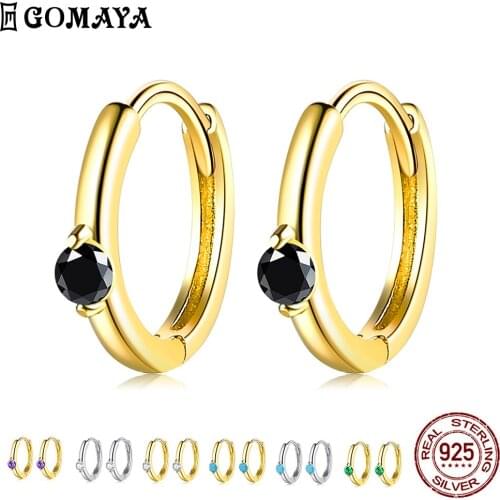 GOMAYA 925 Sterling Silver Women Hoop Earrings Colorful Cubic Zirconia Inlay Earring Anniversary Gift New Arrival Fine Jewelry