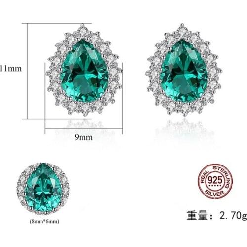 HOT Sell Popular S925 Silver South Korean fashion style Crystal 3A zircon ruby sapphire Earrings