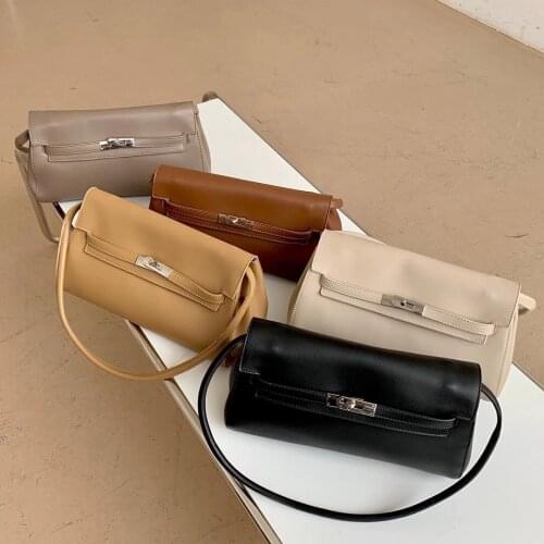 Ins 2021 New Hand Holding Kelly Underarm Womens Bag Fashion Art One Shoulder Messenger Bag Lock Baguette