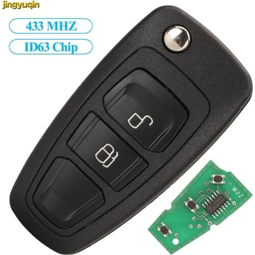 Jingyuqin 5pcs Flip Remote Car Key Fob Control 433MHZ ID63 Chip FSK For Ford Focus 2012+ Ranger 2011-2015 5WK50165 2 Buttons