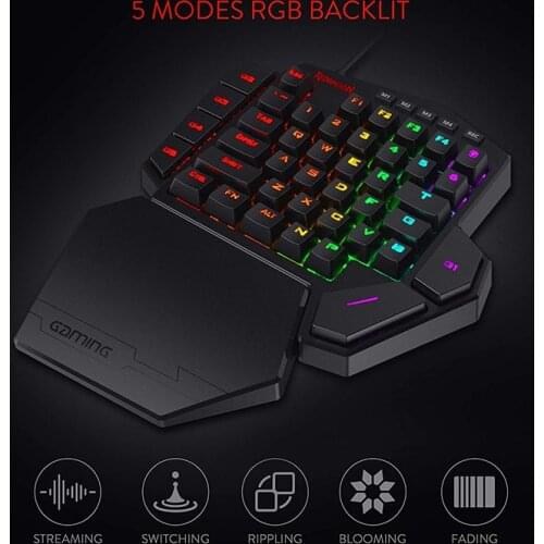 K585 RGB 42 Key One-handed Mechanical Gaming Keyboard Blue Switch 7 programmable macro keys For FPS LOL/PUBG Games