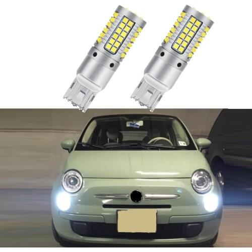 2Pcs Canbus White For Fait 500 2007 - 2019 Led Daytime Running Light Bulbs with 69pcs 3030 High Power Led Chips No Error