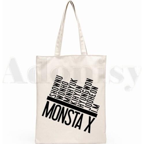 Kpop Monsta X K-pop Drop Shipping Graphic Cartoon Print Shopping Bags Girls Fashion Casual Pacakge Hand Bag