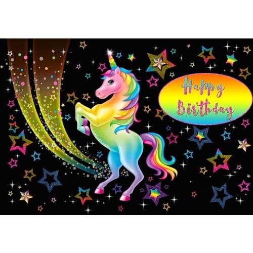 Colorful star decoration background Birthday vinyl fancy unicorn photography backdrop for photographer studio backgrounds G-1105