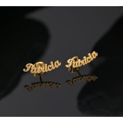 Acheerup Fashion Personalized Name Stud Earrings For Women Customized Letters Nameplate Stainless Steel Earrings Jewelry Gift