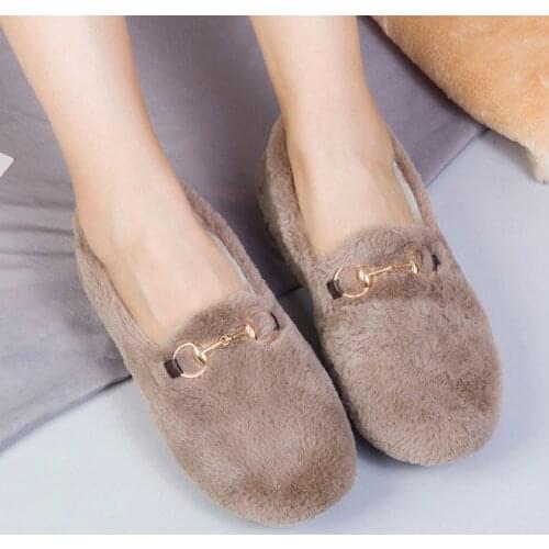Winter Womens Plush Fur Loafers Moccasins White Comfortable Ballet Ladies Flats Slip-on Shoes Female Platform Shoes Boat Shoes