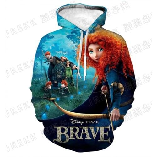 Cartoon Anime Clothes For Children Disney Movie Brave 3D Printed Women Hoodie Casual Spring Streetwear Men Oversized Sweatshirt