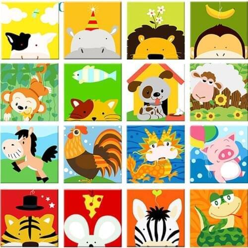 GATYZTORY Animals DIY Numbers Painting Kit Kids Image Paint By Numbers Hand Painted Unique Gift For Children Doctor 20x20cm