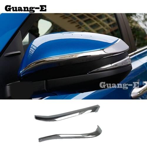 For Toyota RAV4 2014 2015 2016 Car ABS Chrome Body Chrome Back Rear View Rearview Side Mirror Strip Stick Trim Frame Lamp 2pcs