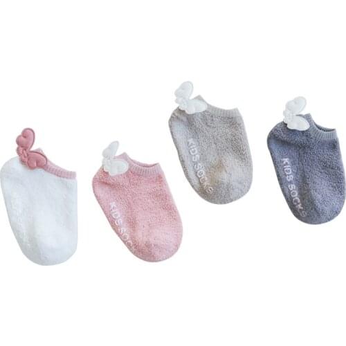 Baby anti slip socks girls newborn Coral fleece socks childrens warm short angel wings shoe socks Infant Clothing Accessories