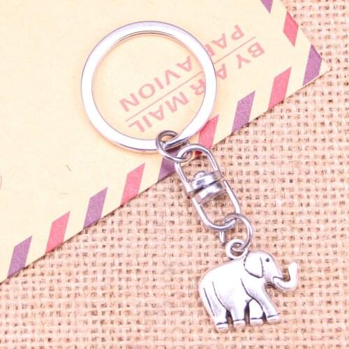 New Fashion Keychain 21x18x5mm two sided elephant Pendants DIY Men Jewelry Car Key Chain Ring Holder Souvenir For Gift