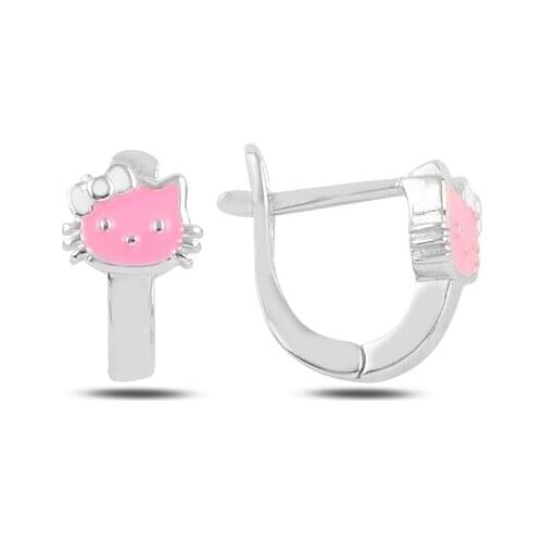 Silver 925 Sterling Kitty Cabochons J Earrings