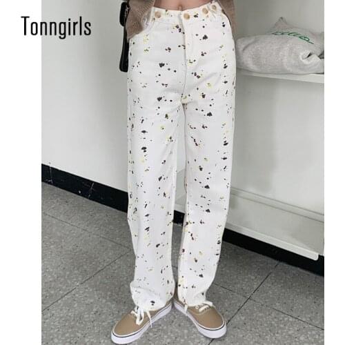 Tonngirls Summer Women Jeans Pants Casual Loose White Tie Dye Boyfriend Jeans For Women Y2k Vintage High Waist Jeans Trousers