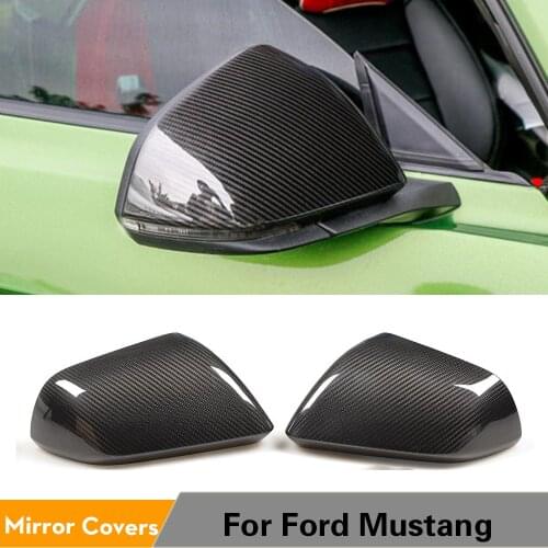 Carbon Fiber Rearview Mirror Covers WITHOUT Turn Light LED Fit for Ford Mustang 2-Door 2015 -2 017 Add On Style