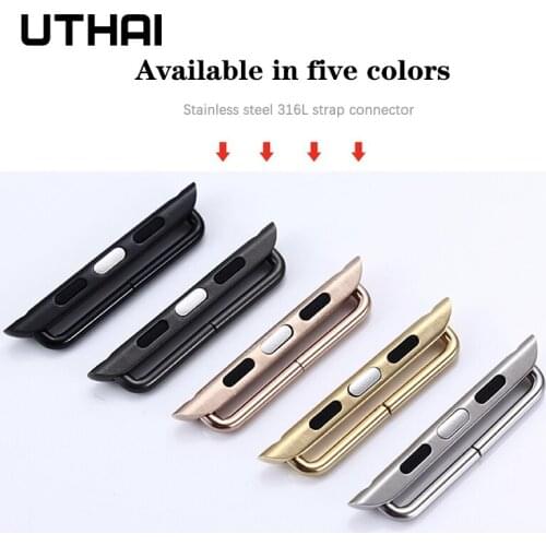 UTHAI Connector Adapter For Apple Watch band Watchband Accessories Connector 40mm/44mm For iwatch 4/5 Stainless steel adapte