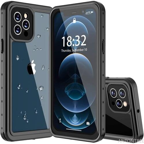For iPhone 12 Pro Max Case Waterpoof Case Shockproof Built-in Screen Protector Full-Body Ruggered Clear Back Waterproof Case