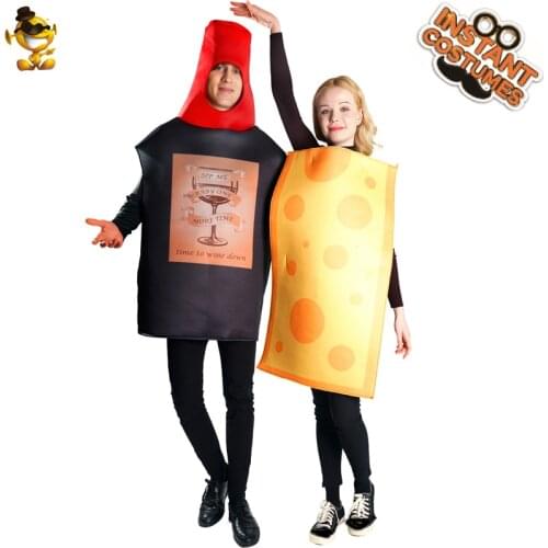 Adult Couples Cheese Beer Bottle Costume Women Men Halloween Cosplay Costumes Fancy Dress Funny Unisex Suit for Carnival Mascot