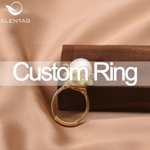 XlentAg Natural Pearls Personalized Wedding Ring For Women Accessories Natural Stone Ctystal Luxury Ring Boho Custom Jewelry