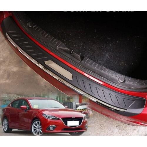 HOT FIT FOR MAZDA 3 AXELA 2014 2015 2016 ABS REAR DECK BUMPER PROTECTOR STEP PANEL BOOT COVER SILL PLATE TRUNK TRIM GARNISH