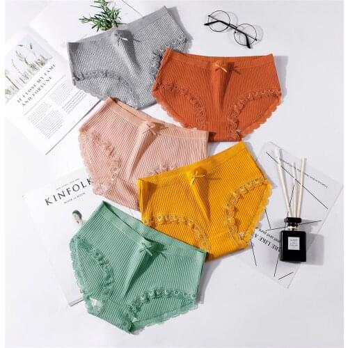 Panties For Women Sexy Lingerie New Underwear Cotton Antibacterial crotch Big Wave Lace Girl Large Size Briefs Underpants YZT750