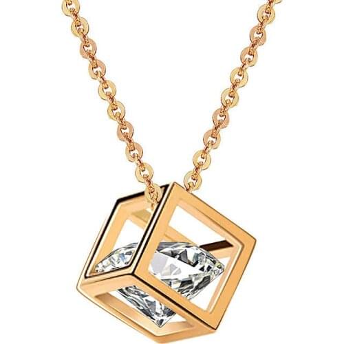 ZSLBS Fashion Hollow Cube Pendant Necklace Women Copper Zircon Stone Square Charm Necklaces Jewelry Gift Collane Donna Collier