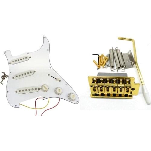 1 Set Gold Guitar Tremolo Bridge Arm Springs Set & 1 Set Guitar Loaded Prewired Pickguard