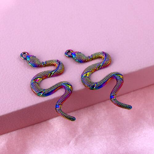 10Pcs Multicolor Zinc Alloy Cobra Snake Charms Metal Animal Viper Pendant Accessories Wholesale For DIY Necklace Handmade Crafts