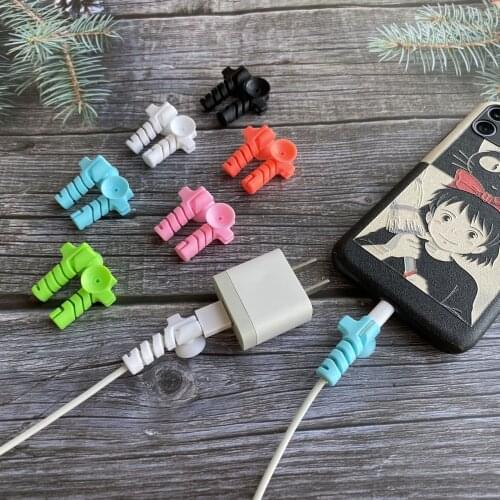 20pcs Sucker Style Spiral Cable Protector Data Line Cord Protector Protective Case Cable Winder For iPhone USB Charger Cable