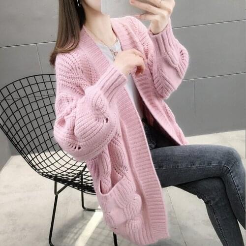 2020 New Ladies Sweater Knitted Cardigan Jacket Female Spring and Autumn Women Sweater Coat With Pocket Fashion Casual Top k945