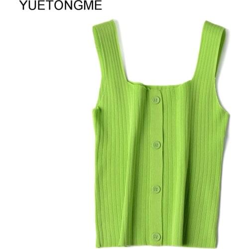 2021 Women Summer Sexy t Shirt Solid Casual Short Black knitted tank Tops