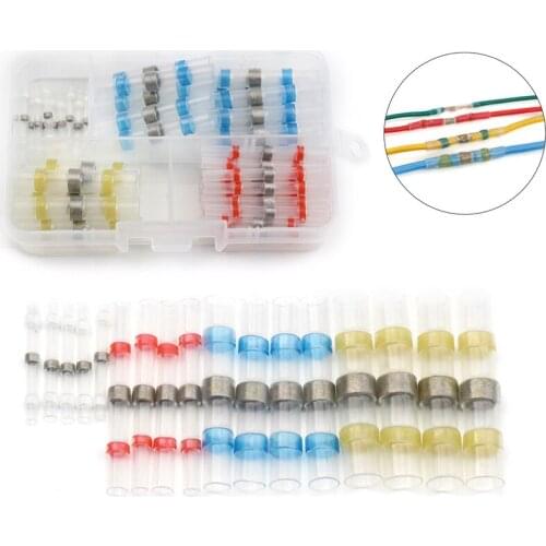 50PCS Heat-Shrinkable Sleeve Wire Connector Waterproof IP67 Copper Seal Terminals Solders Sleeve Tube Electrical Insulated Kit