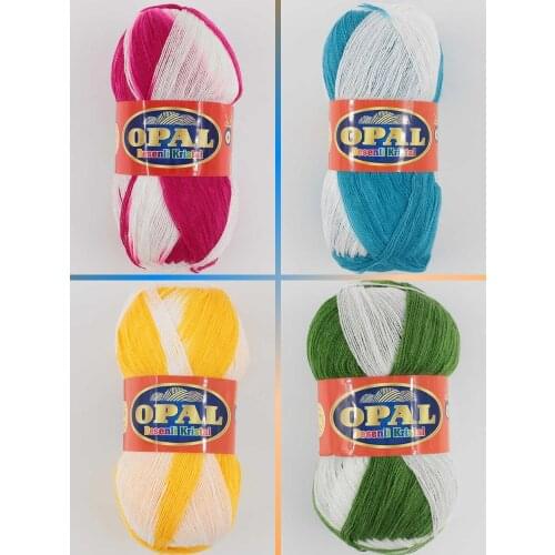 Acrylic Knitted Yarn - 17 Color Options - 435 Meters (100gr) - Opal Desenli Kristal - Accessory Materials - Fiber - Shawls - Scarves - Cardigan - Sweater - Home Textile - Beret - Hat - Amigurumi - DIY